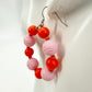 handmade pink & orange loop beaded EARRINGS jewelry NEW made with vintage beads