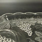 set of 4 vintage Anchor Hocking Vintage Clear Snack Plates grape clusters leaves
