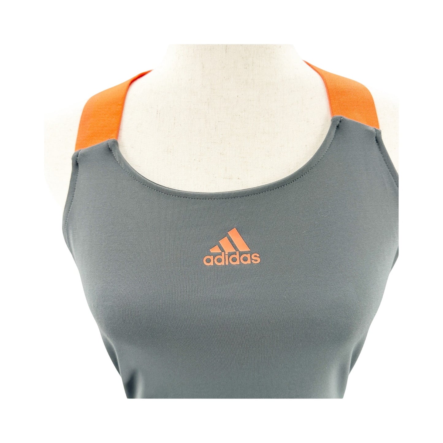 Adidas gray & orange Tank athleisure mesh Top athletic running women's MEDIUM