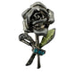 vintage silver metal turquoise rhinestones rose flower BROOCH floral jewelry pin
