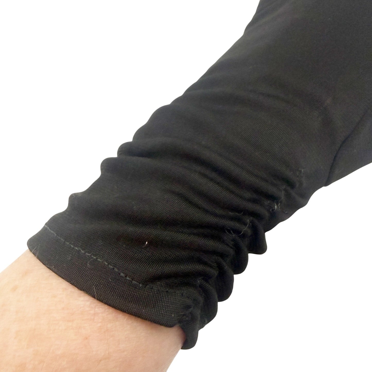 vintage black Ruched Gloves women's SMALL formal evening mid-length slight sheen