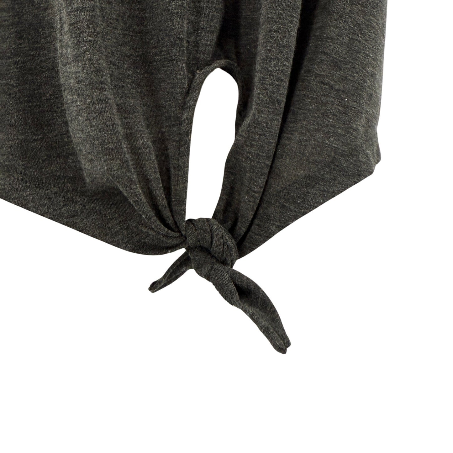 Eddie Bauer gray & black tie front Blouse Top women's SMALL mesh panels