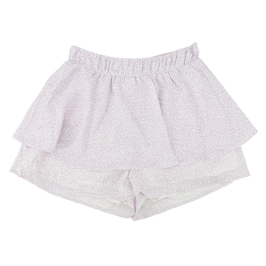 Le Lis pale purple & white floral Shorts women's SMALL flirty silky ruffle NEW