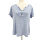 Karen Scott light blue heather Henley Pullover Top women's MEDIUM casual shirt