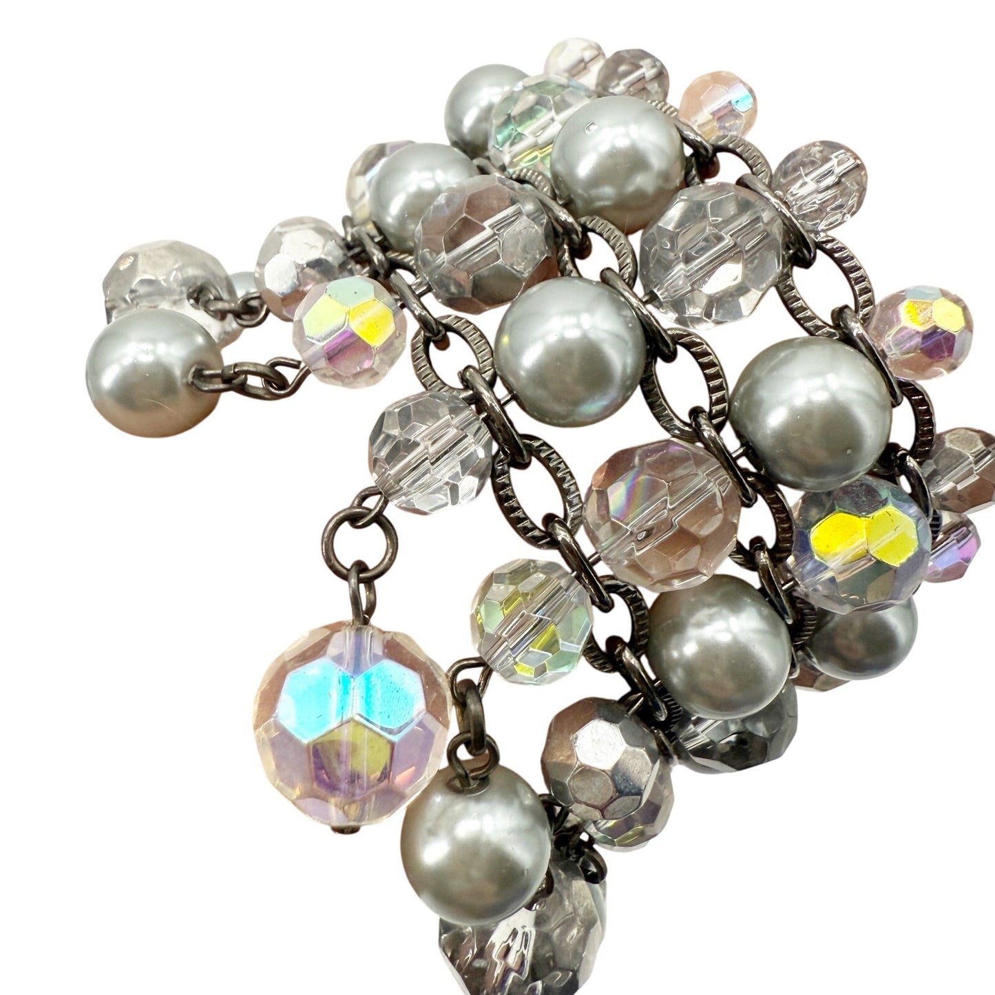 Chico's gray silver & clear beaded Bracelet women's NEW