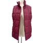 Lands' End quilted burgundy Down Puffer Vest women's SMALL 6-8 herringbone print