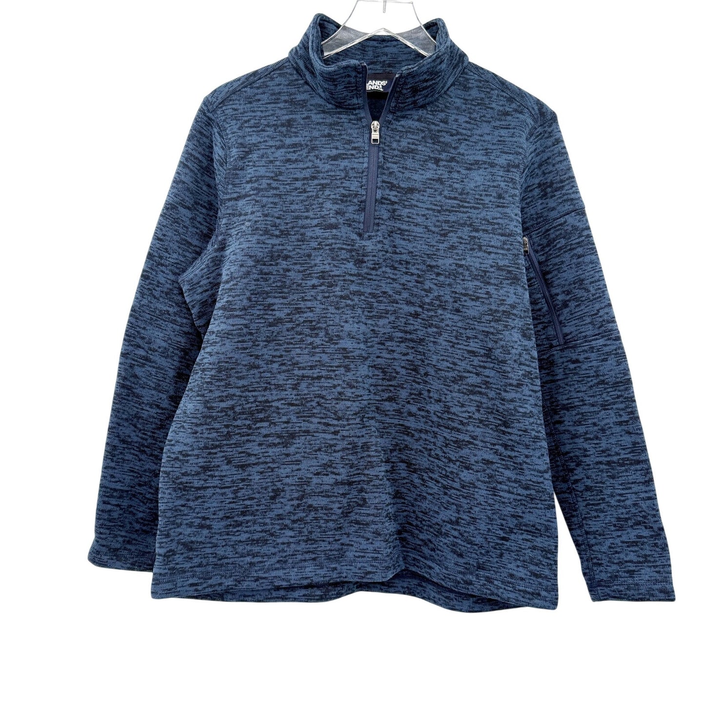 Lands' End dark blue heather 1/4 zip Fleece Pullover women's XL 18 jacket top