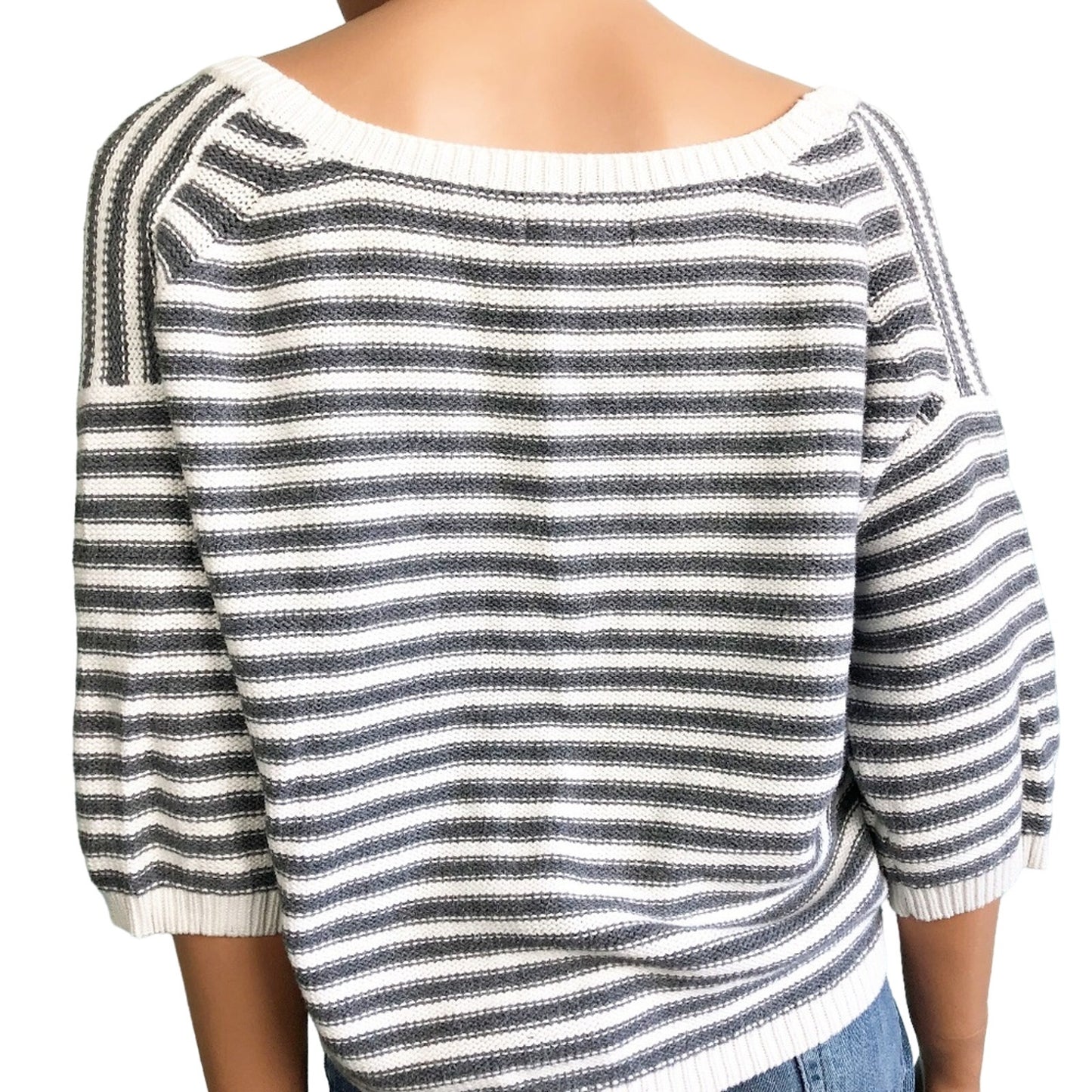 juniors AEROPOSTALE gray & white SWEATER striped top size M medium