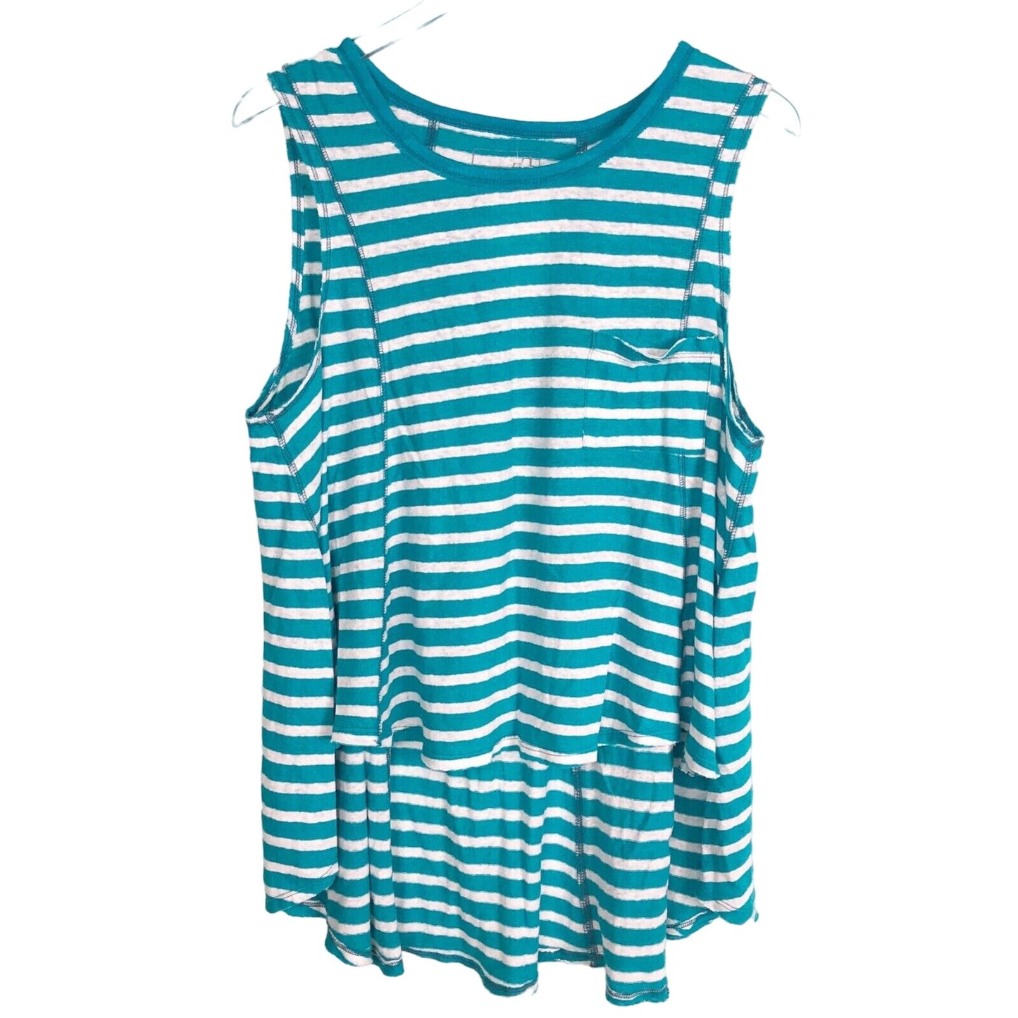 We The Free People white turquoise striped tank TOP oversized XS extra small NEW