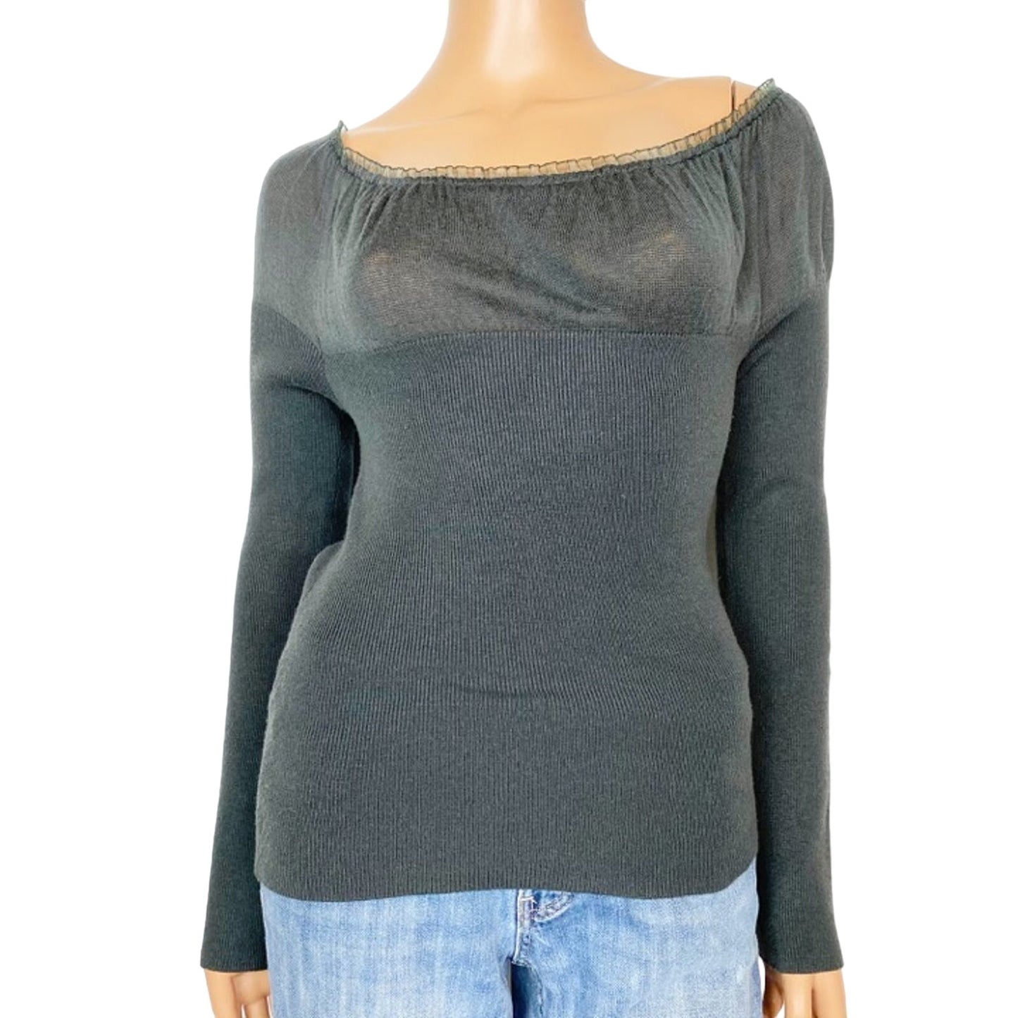 Ivy Jane dark gray fitted sweater top women's S small designer sample