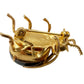 vintage black red & gold Beetle Bug BROOCH insect jewelry pin faux pearl
