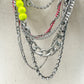 Juicy Couture long multi layer Chain Necklace rhinestones neon beads gold silver