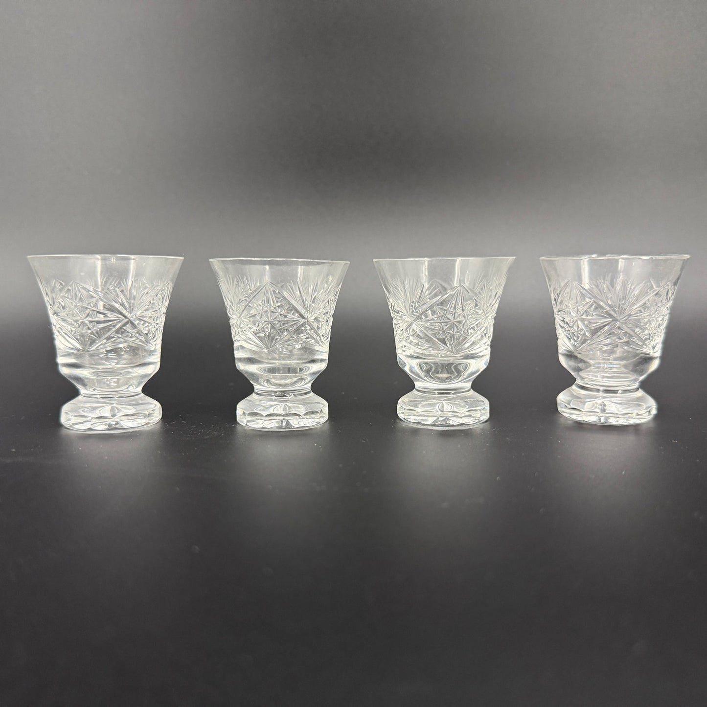 set of 4 crystal Shot Glasses | vintage barware