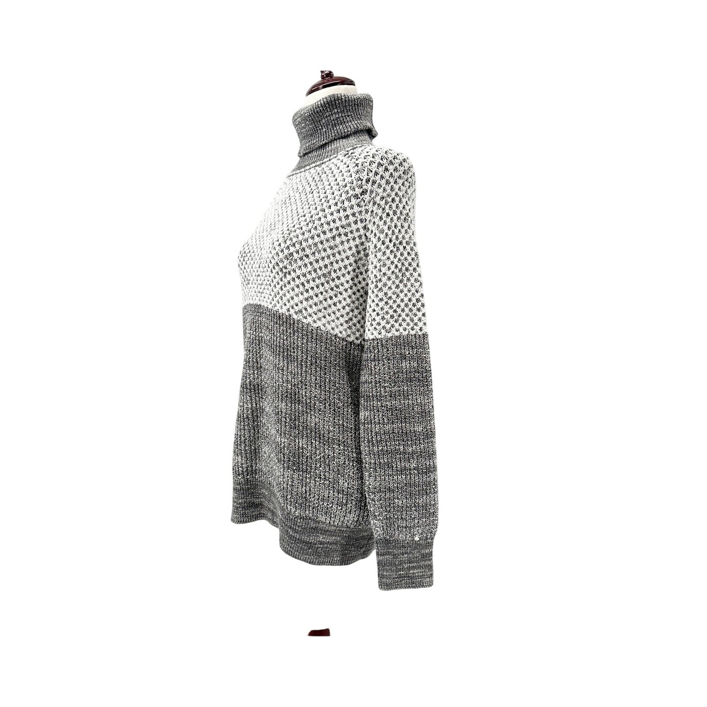 prAna gray & white Turtleneck Sweater Top women's SMALL