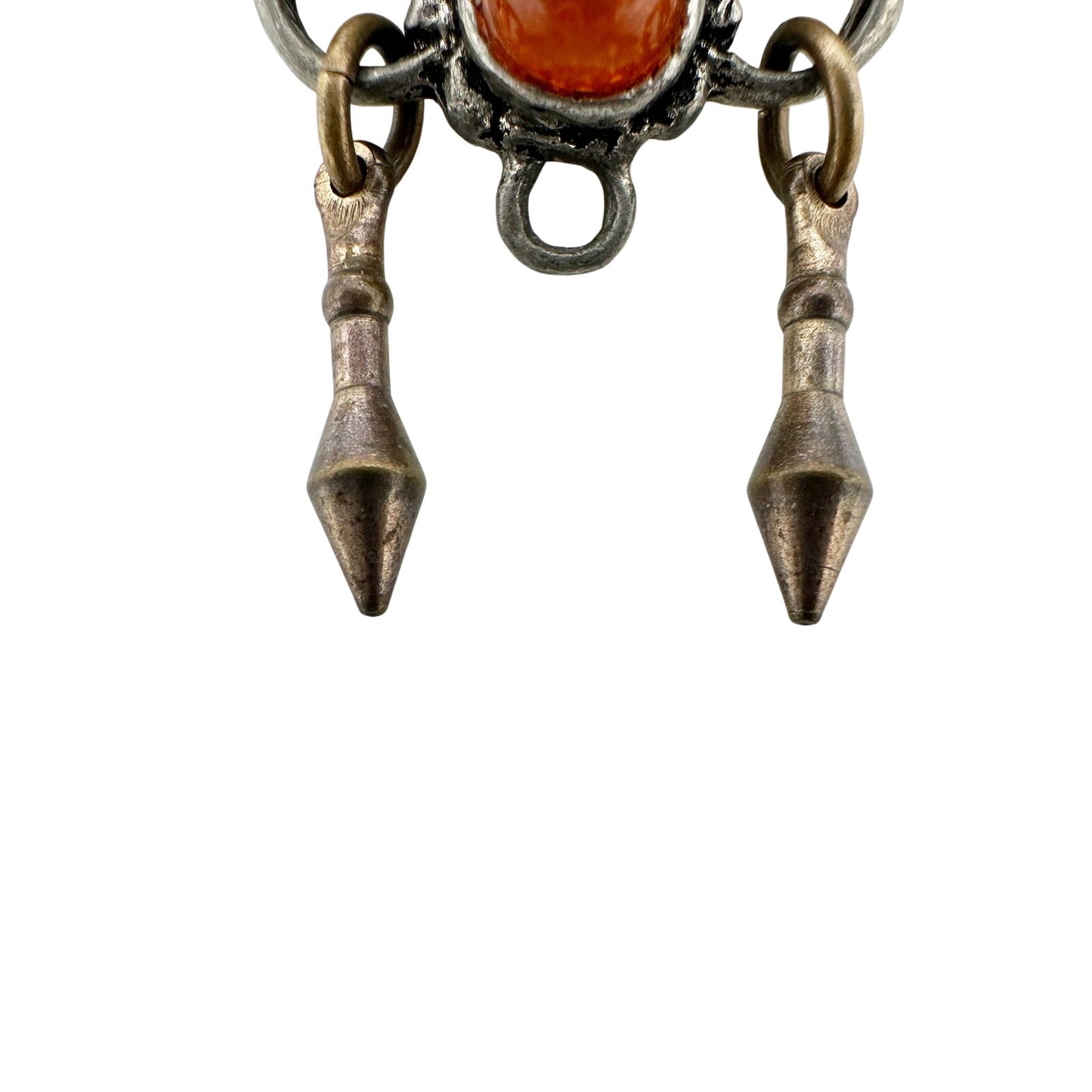 vintage orange green & silver BROOCH jewelry pin