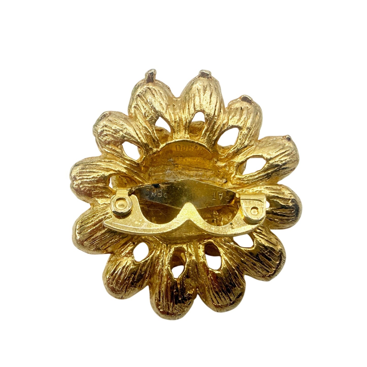 vintage gold tone metal Flower Clip floral costume jewelry scarf fur dress shoes