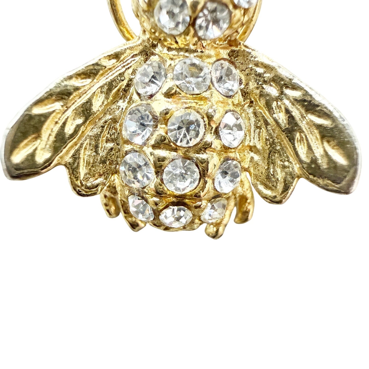 vintage rhinestones red & gold Bee Bug BROOCH small insect costume jewelry pin