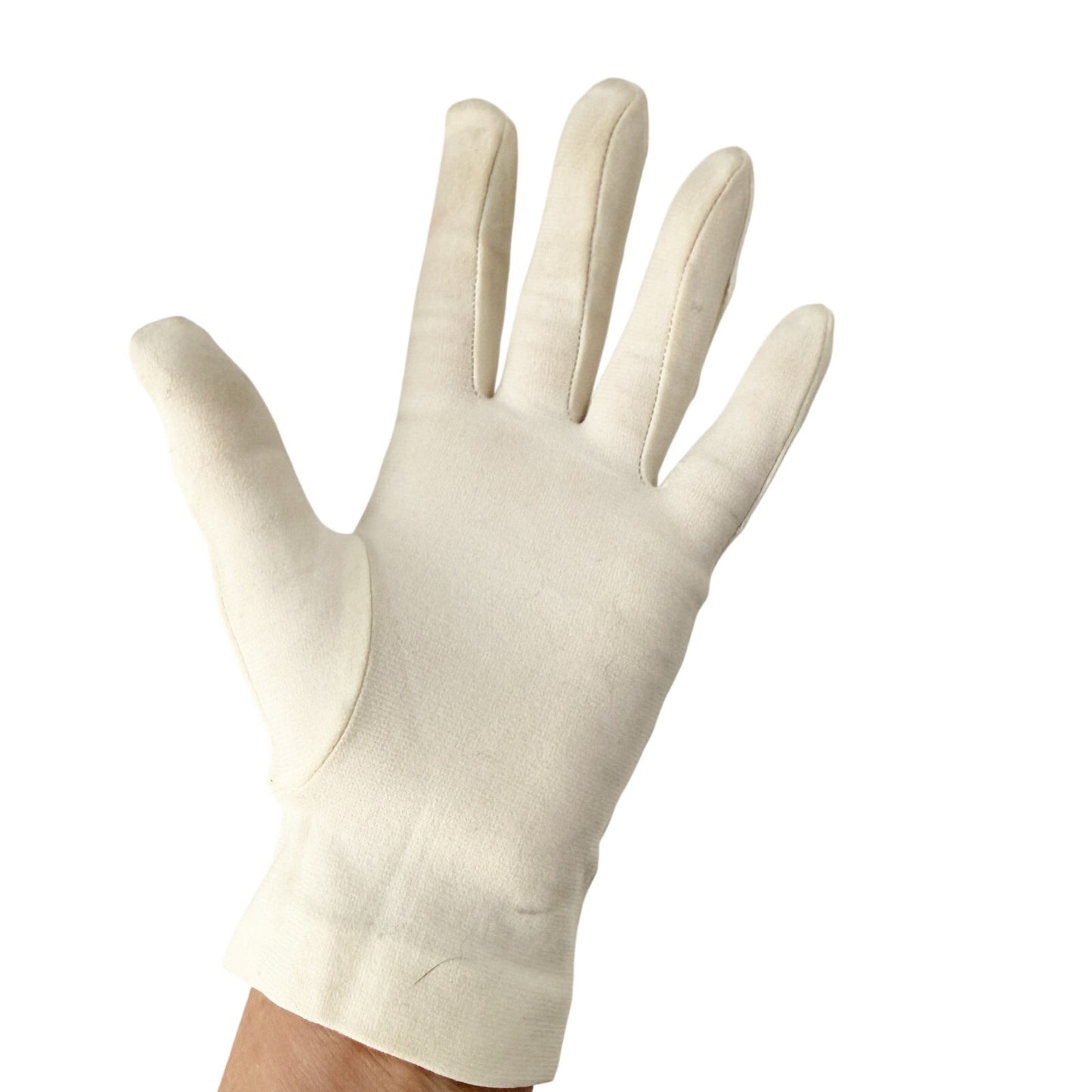 vintage white Fashion Dress wrist Gloves women's SMALL embroidered polka dots