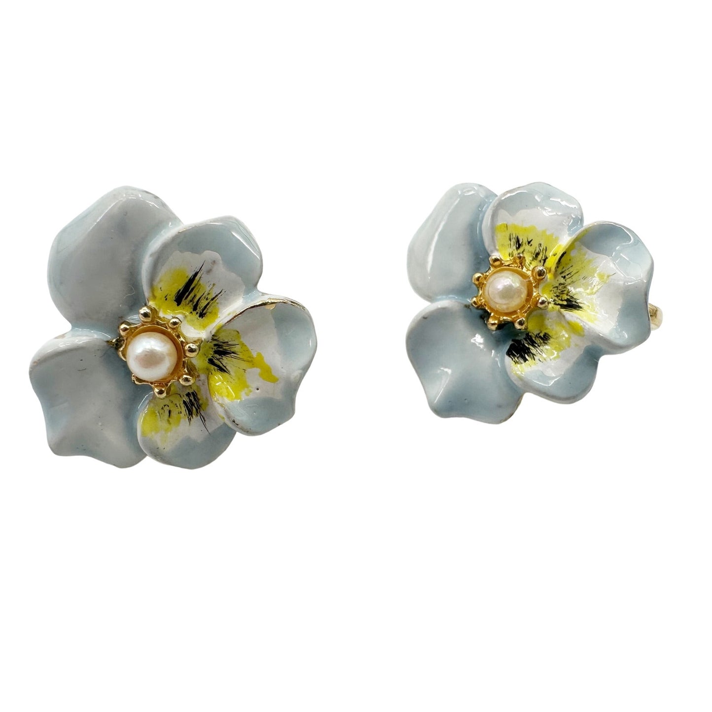 vintage Hobé blue flower BROOCH floral jewelry pin and clip EARRINGS set