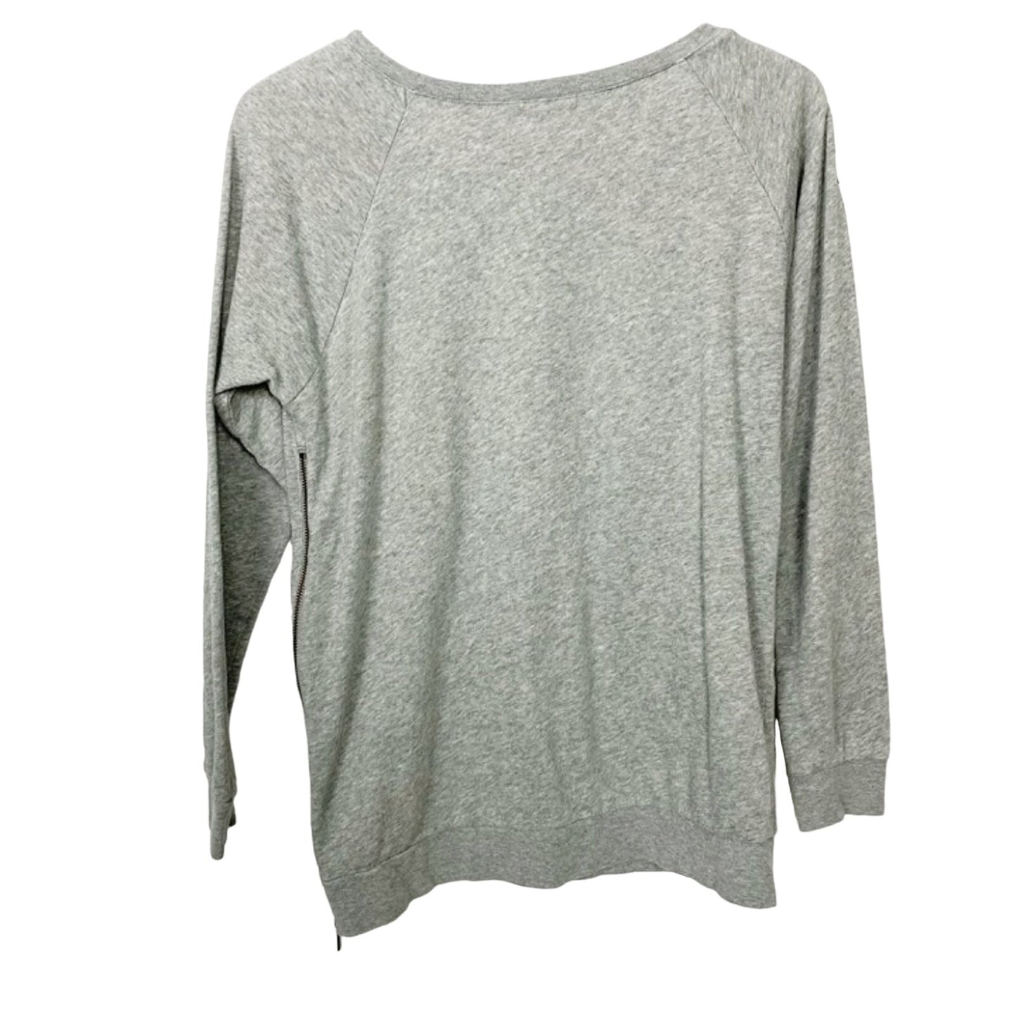 LEITH gray sweatshirt long TOP size XS extra small shoulder side zipper details