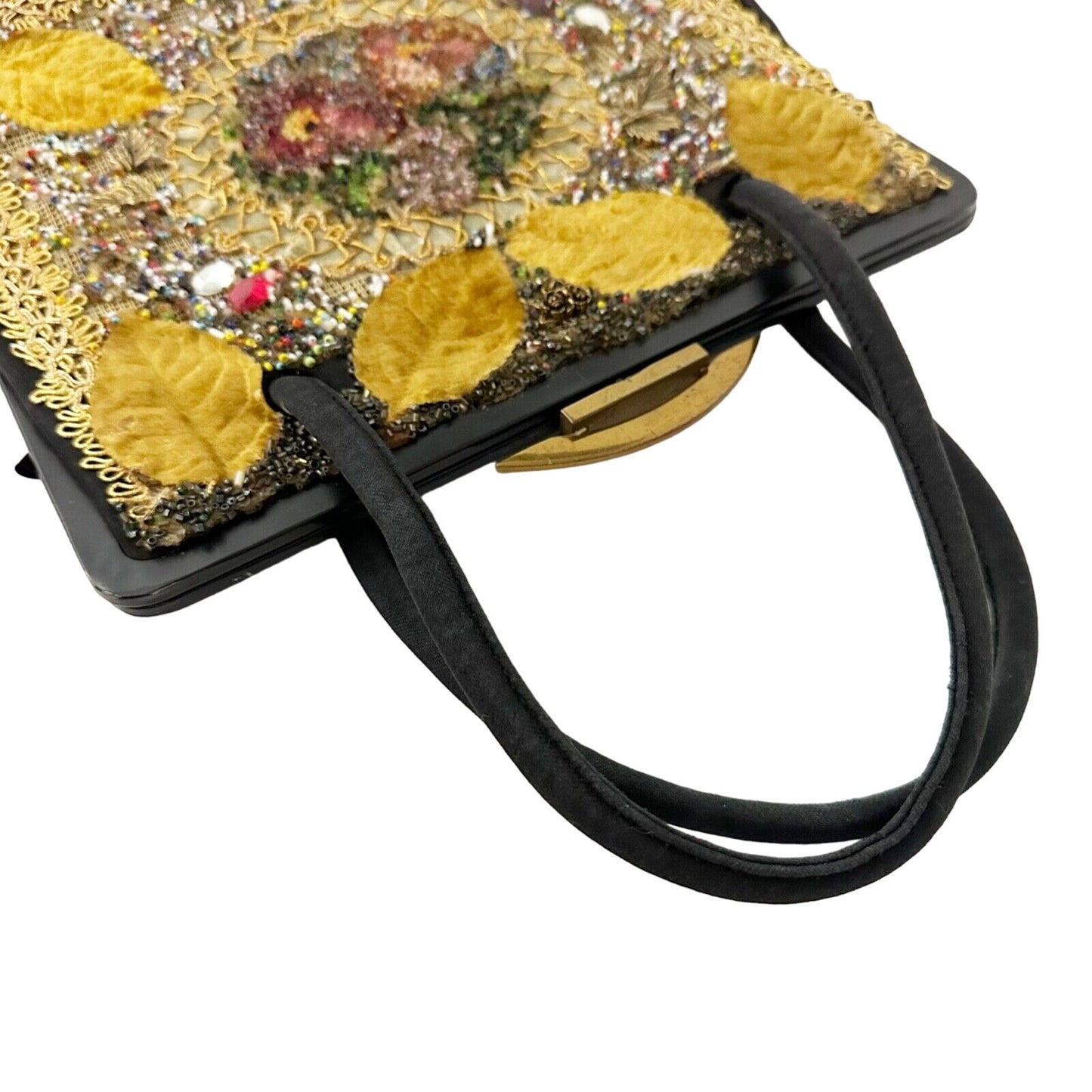 vintage Veldore of Houston embellished Handbag velvet beads needlepoint purse