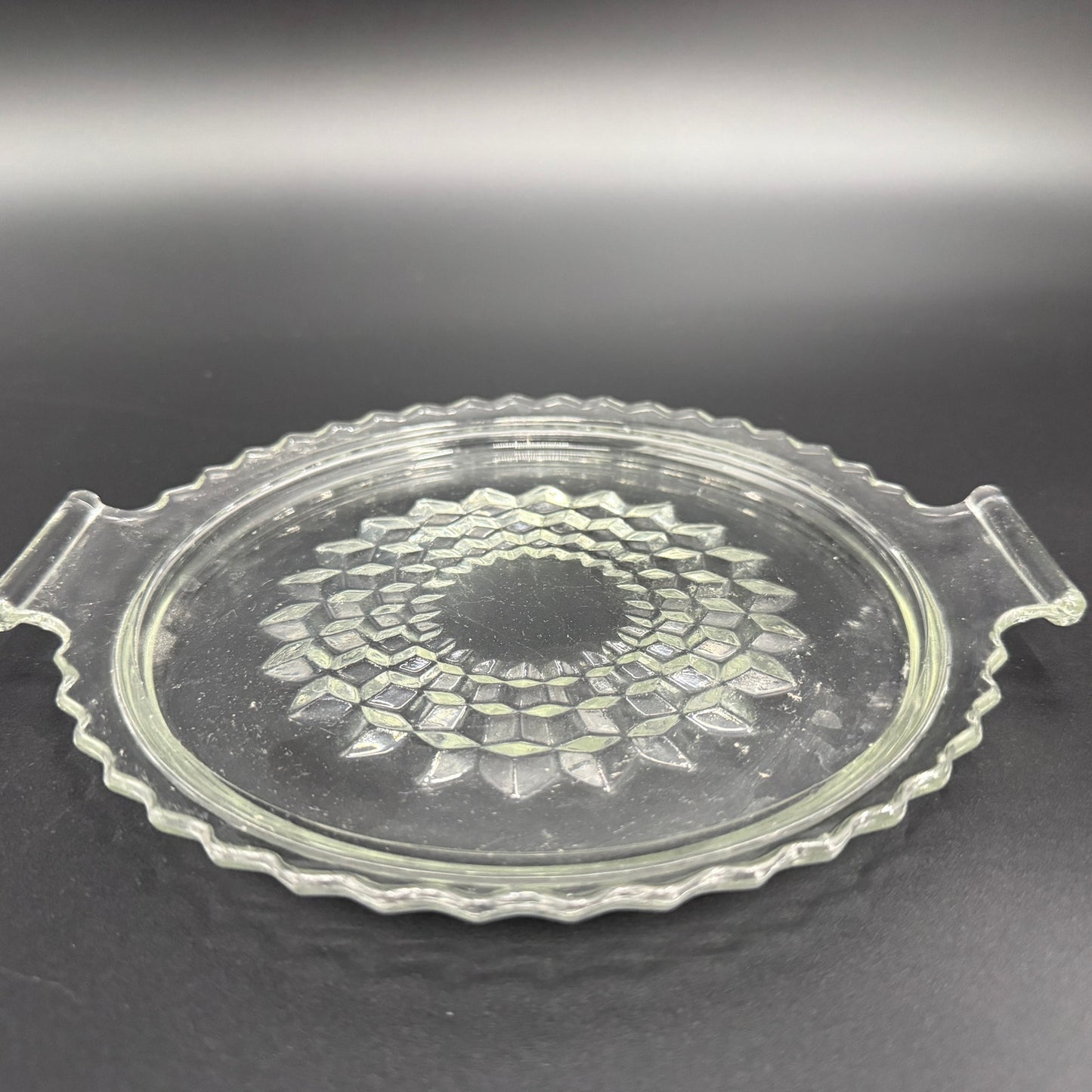 8" Round Handled Tray | Jeannette Glass