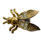 vintage antique gold tone Trembler Brooch flying insect jewelry pin rhinestones