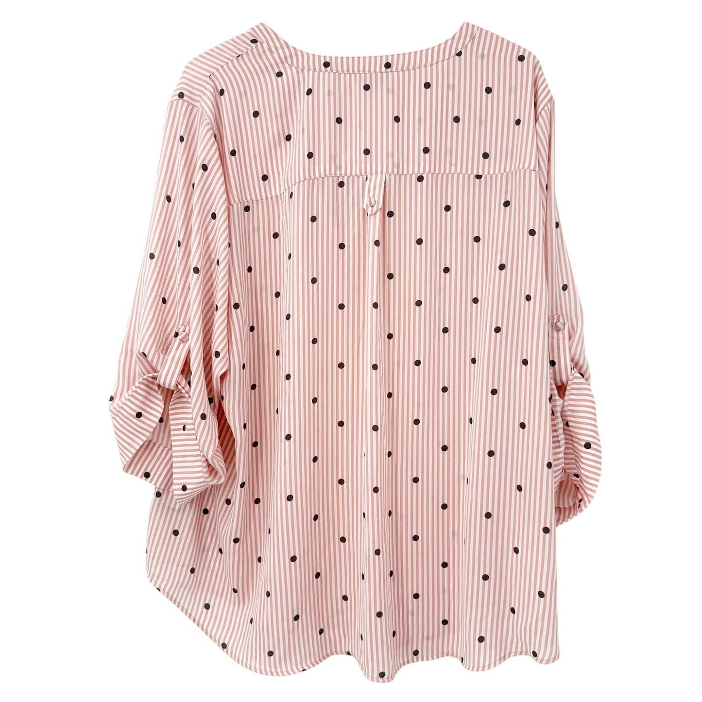 pink gray white stripes & polka dots Top work blouse women's 26 Torrid size 4