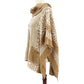 Sharon Young tan & cream geometric Cowl Neck Sweater Poncho women's S / M top