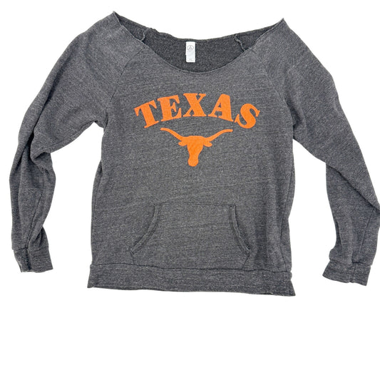 dark gray & orange Texas Longhorns off shoulder Sweatshirt Top women's XL