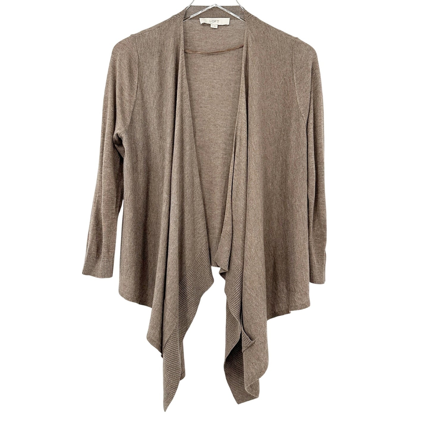 Ann Taylor LOFT brown open front Cardigan Sweater Top women's MEDIUM lightweight