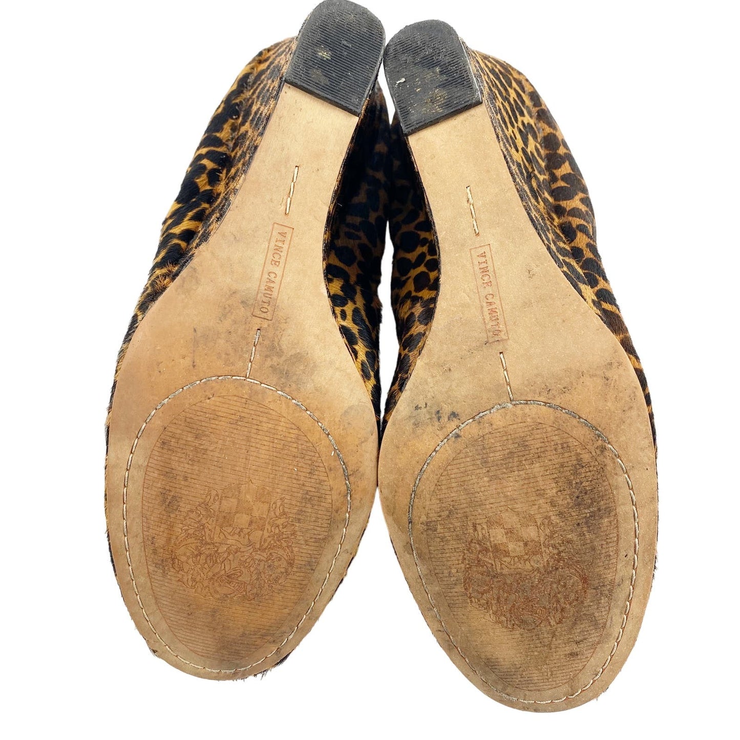 Vince Camuto brown Elmay 2 Wedge Heels leopard calf hair print shoes size 8 B 38