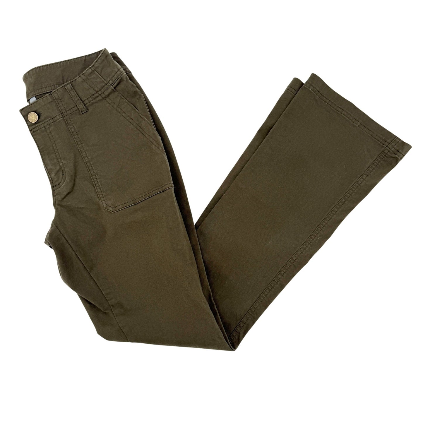 Athleta dark olive green Boulder Pants women's 4 small organic cotton bootcut