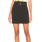 Free People black stretch denim Livin It Up Belted Mini SKIRT size 12 new $68