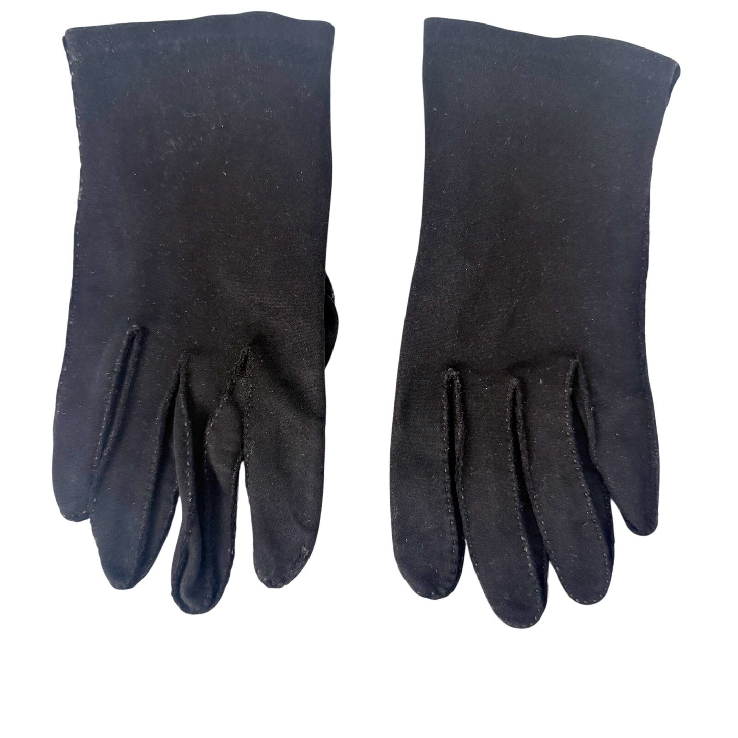 vintage black Fashion Dress Gloves women's 7.5 small wrist length button closure
