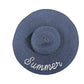 navy blue SUMMER silver sequins Floppy straw sun Hat beach shade coastal casual