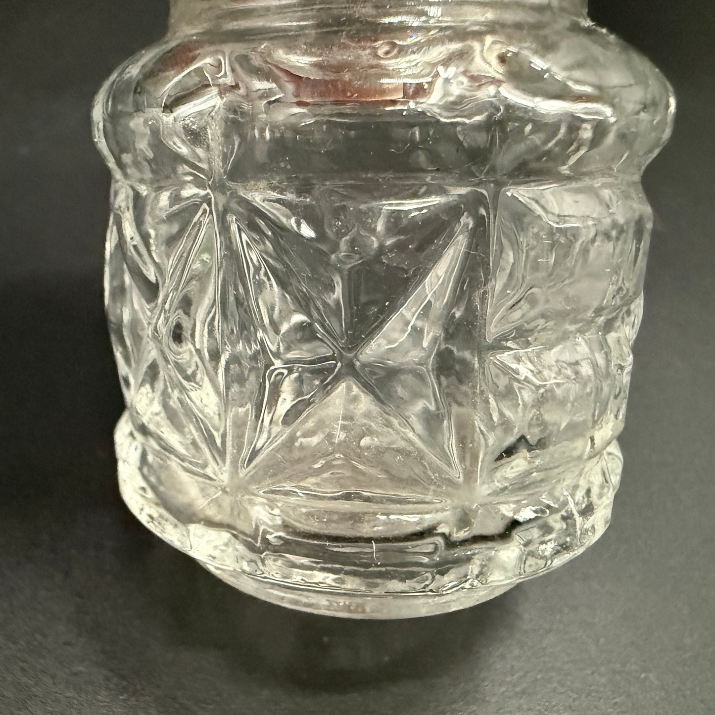 vintage clear glass 2.25" tall Salt & Pepper Shaker jars set - missing lids