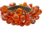 orange beaded stretch BRACELET gold tone metal vintage costume jewelry