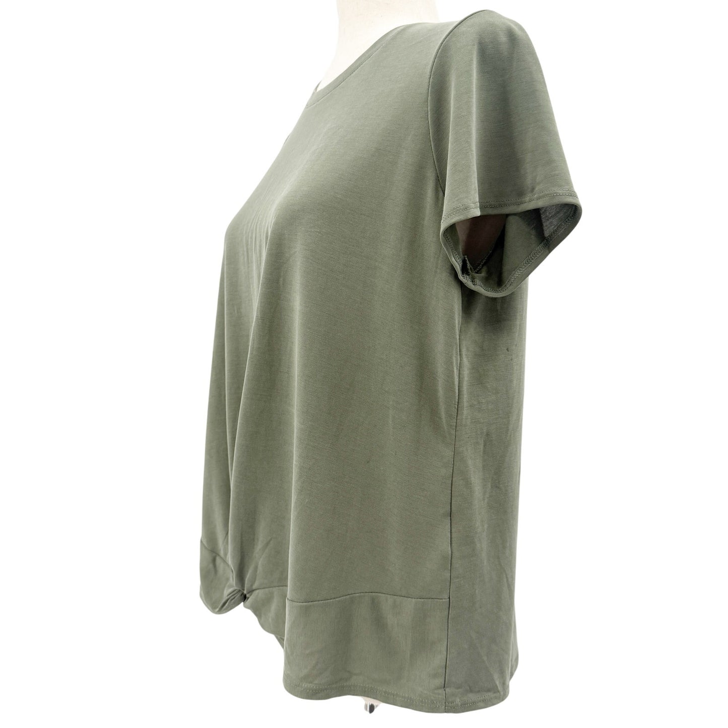 Banana Republic olive green Top women's MEDIUM sandwash modal twist knot hem