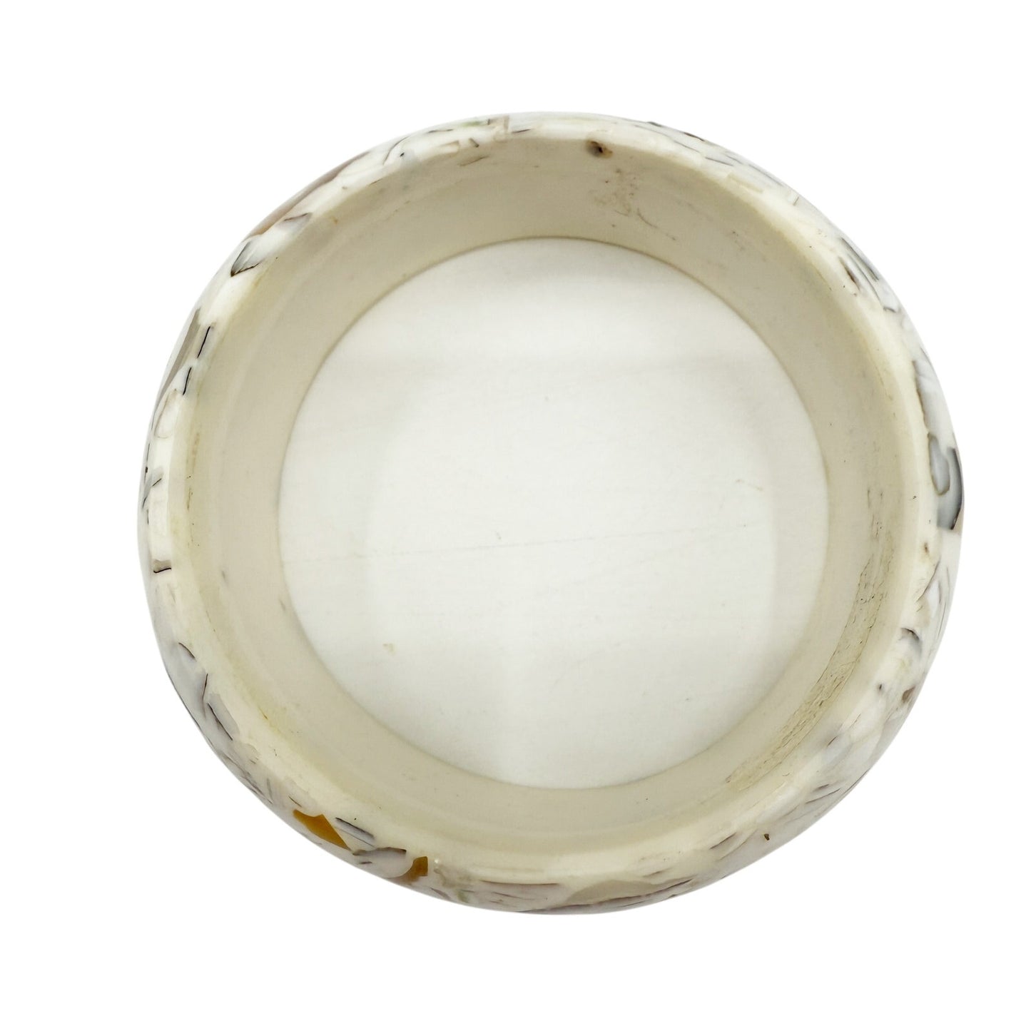 seashell inlay Bangle Bracelet white costume jewelry bits of shell brown gray