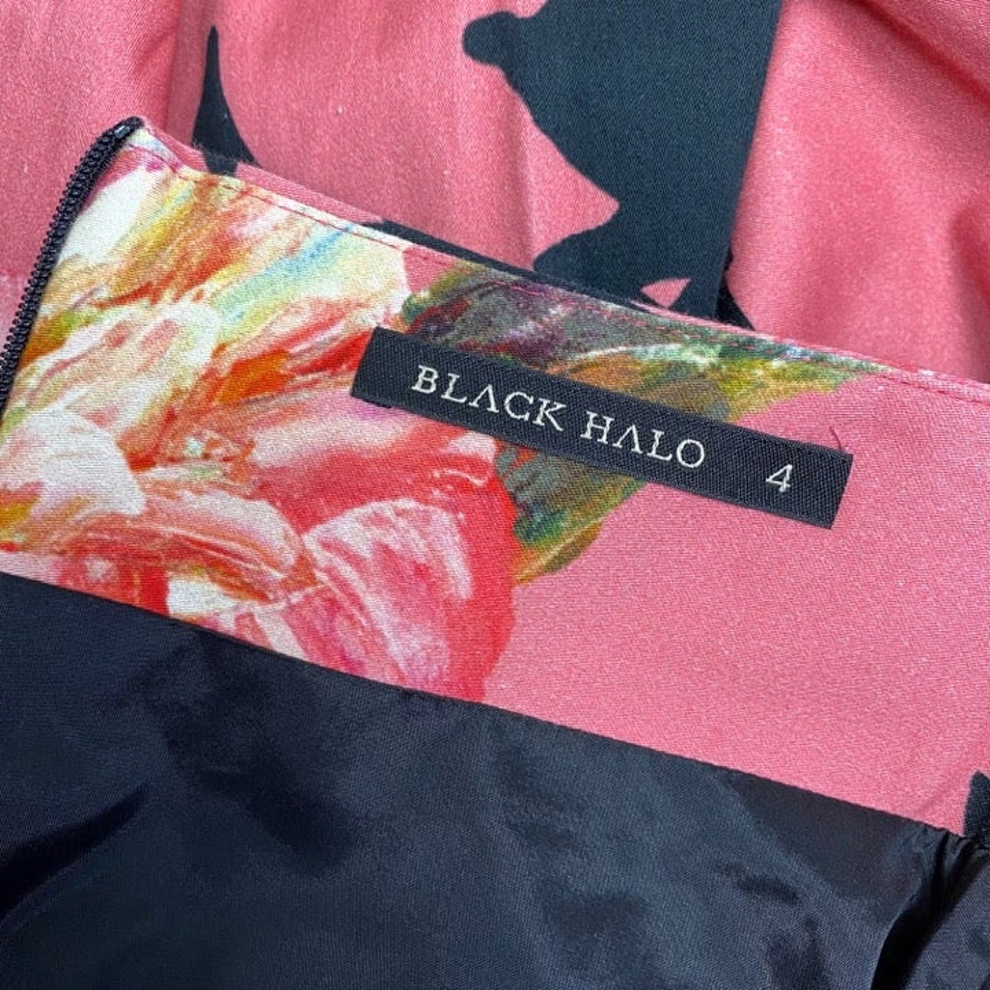 BLACK HALO pink floral Sanibel Coral midi SKIRT size 4 new $200