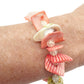 pinkish coral & green seashells with clear beads Bracelet shells beach jewelry