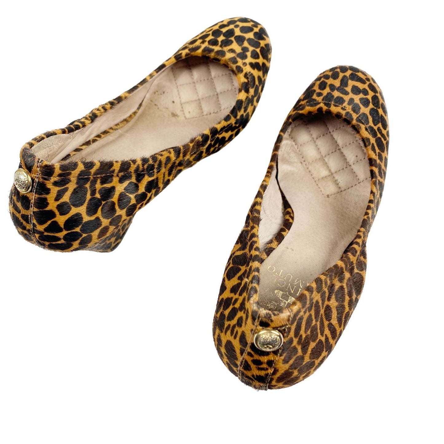 Vince Camuto brown Elmay 2 Wedge Heels leopard calf hair print shoes size 8 B 38