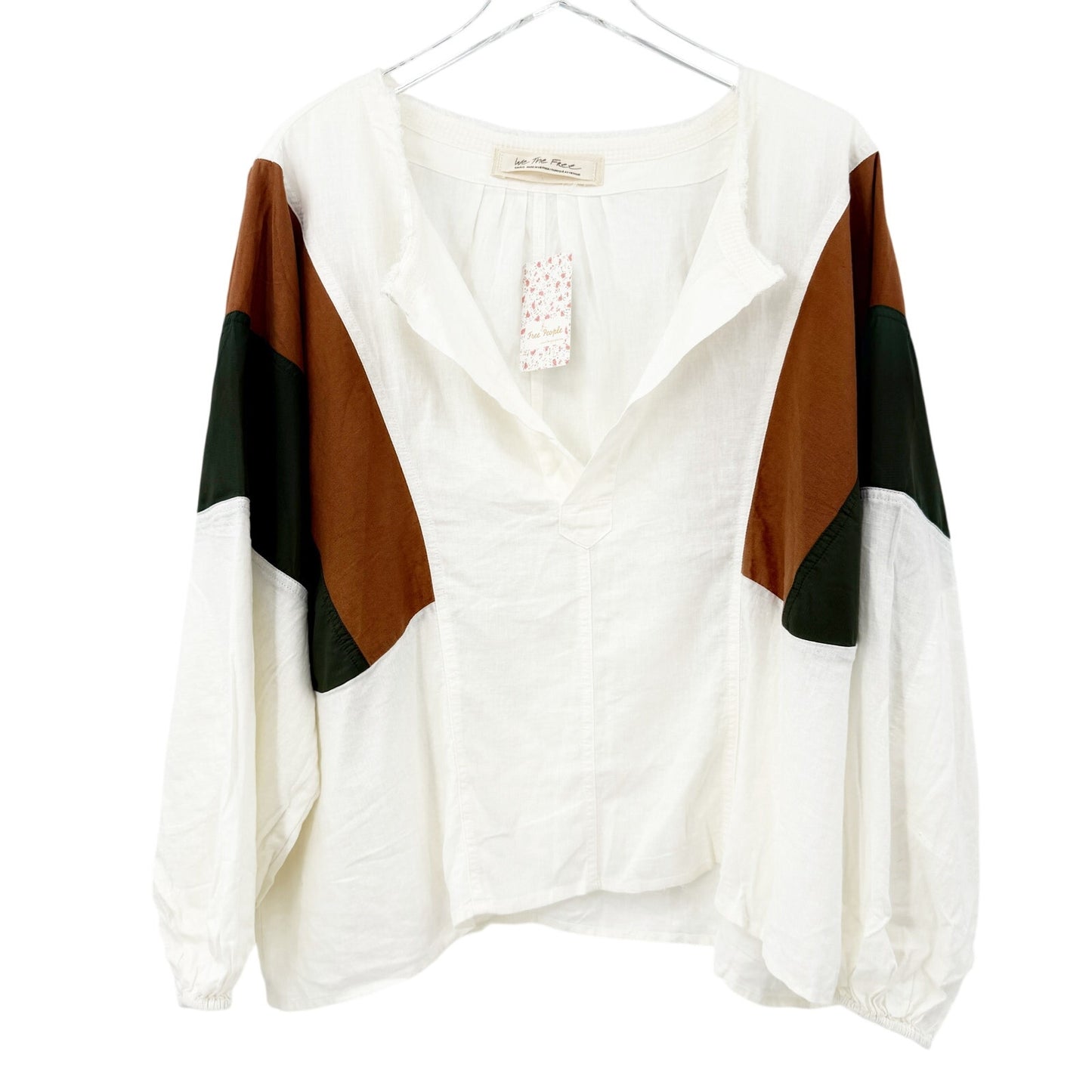 We the Free People Beating Hearts Top women's SMALL white green brown NEW blouse