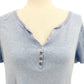 Karen Scott light blue heather Henley Pullover Top women's MEDIUM casual shirt