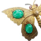 vintage gold green cabochon stones Butterfly BROOCH insect jewelry pin red gems