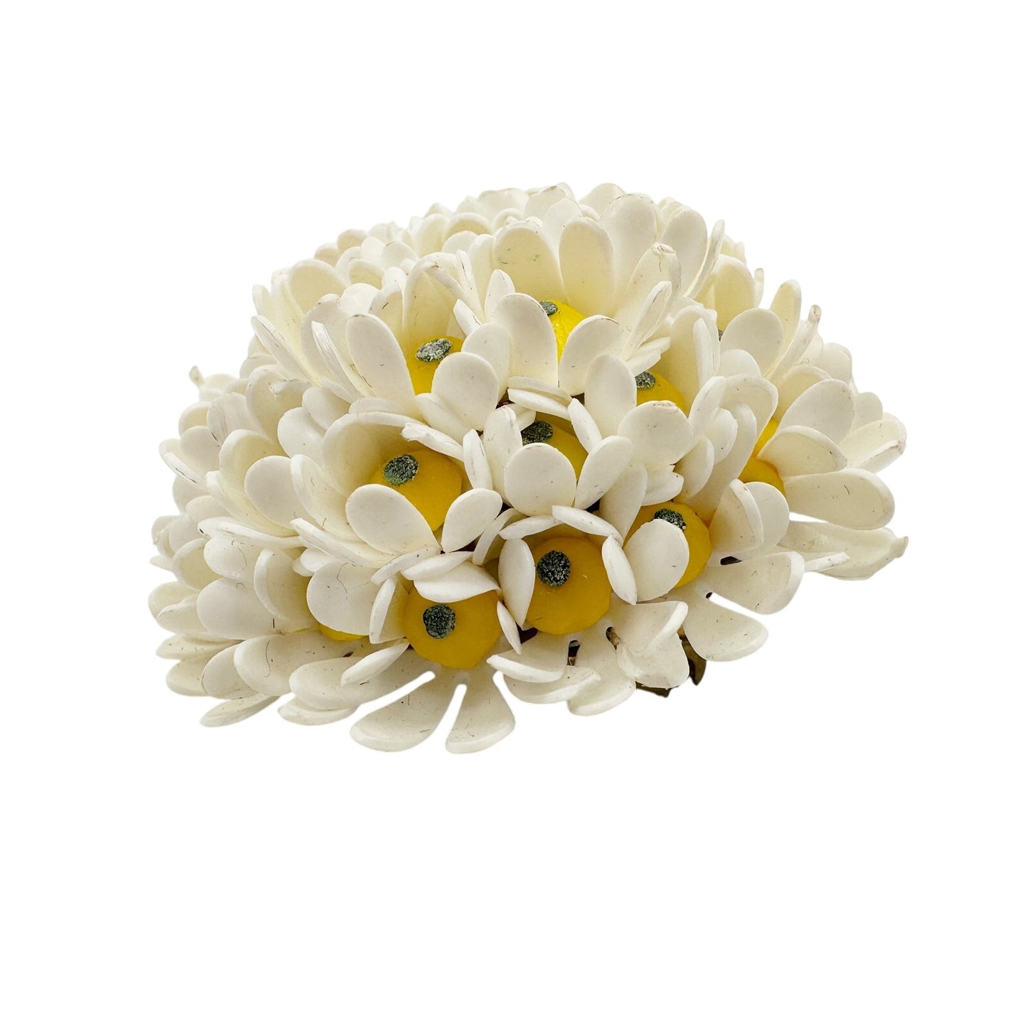 vintage white flowers bunch yellow center BROOCH floral jewelry pin West Germany