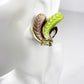 vintage green brown & gold leaf clip-on EARRINGS costume jewelry
