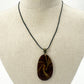 JL Design brown & gold Pendant Necklace faux black leather cord fashion jewelry
