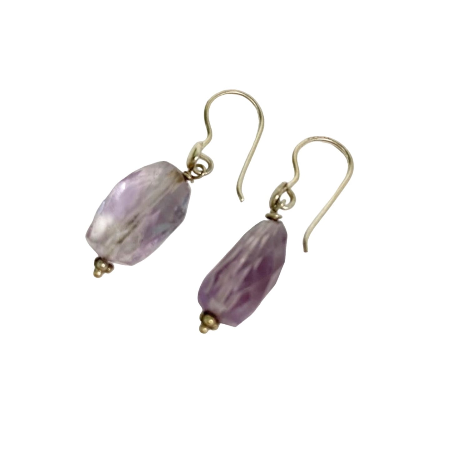 1.5" long dangling pale purple lavender stone EARRINGS fashion jewelry